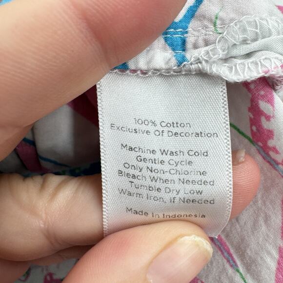 Talbots Colorful Floral and Lace Blouse Size 2X Pink Blue White Cotton Retro - Picture 7 of 10